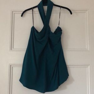 Amanda Uprichard Teal Cross-Front Tank